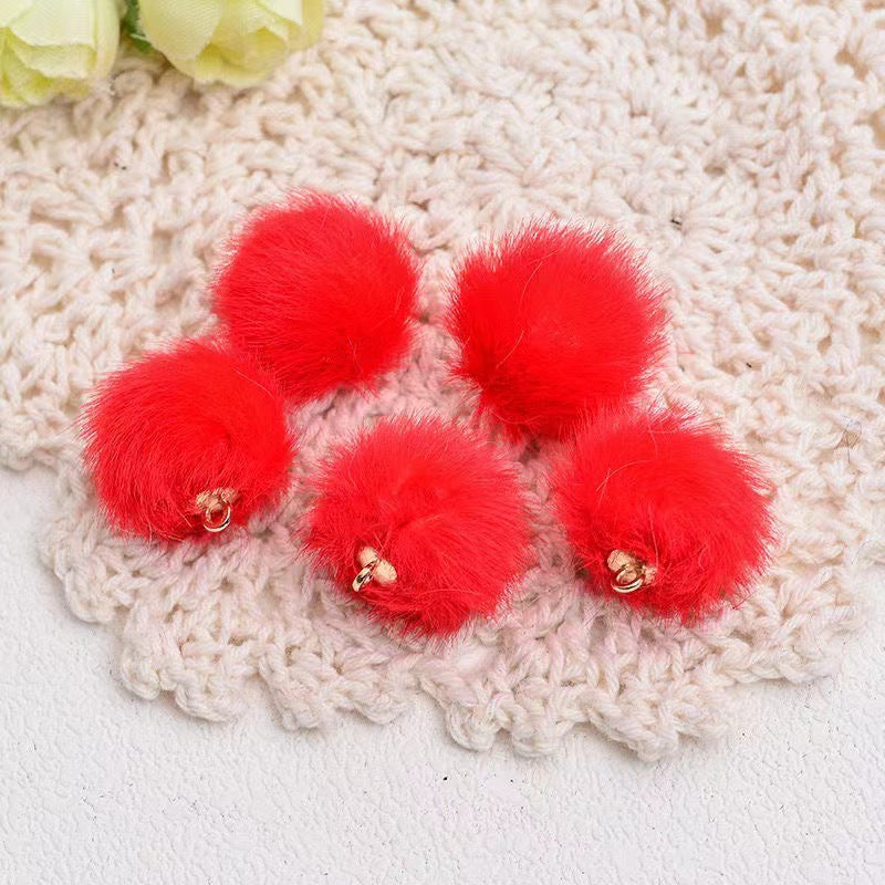 Wholesale 15MM long hair ball diy beads earrings necklace accessories